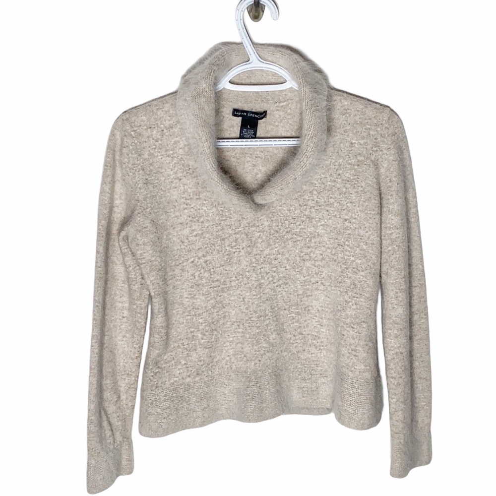 Sarah Spencer angora wool shawl collar sweater size L